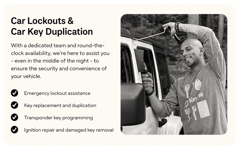 Car lockout and key duplication team