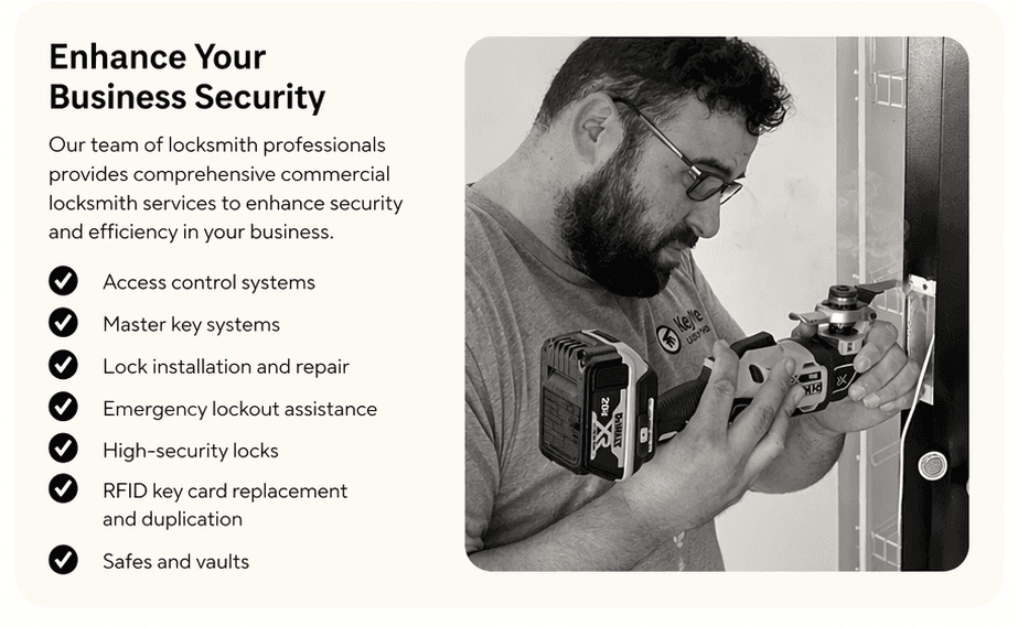 Commercial locksmith services team